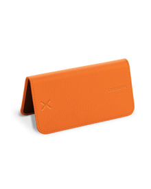 Lensrappa in Mandarin Orange leather