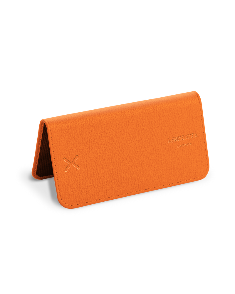 Lensrappa in Mandarin Orange leather