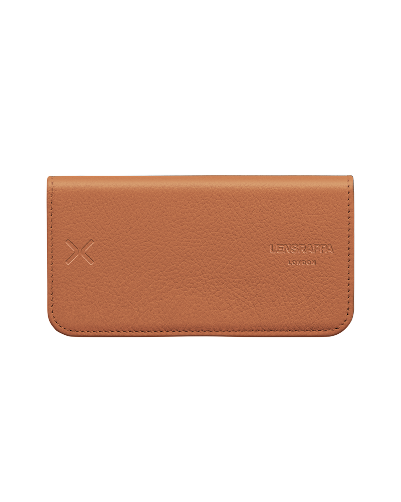 Lensrappa glasses case in tan leather